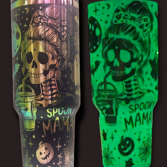 Spooky Skeleton Mama | Glow in the Dark | 40oz Tumbler