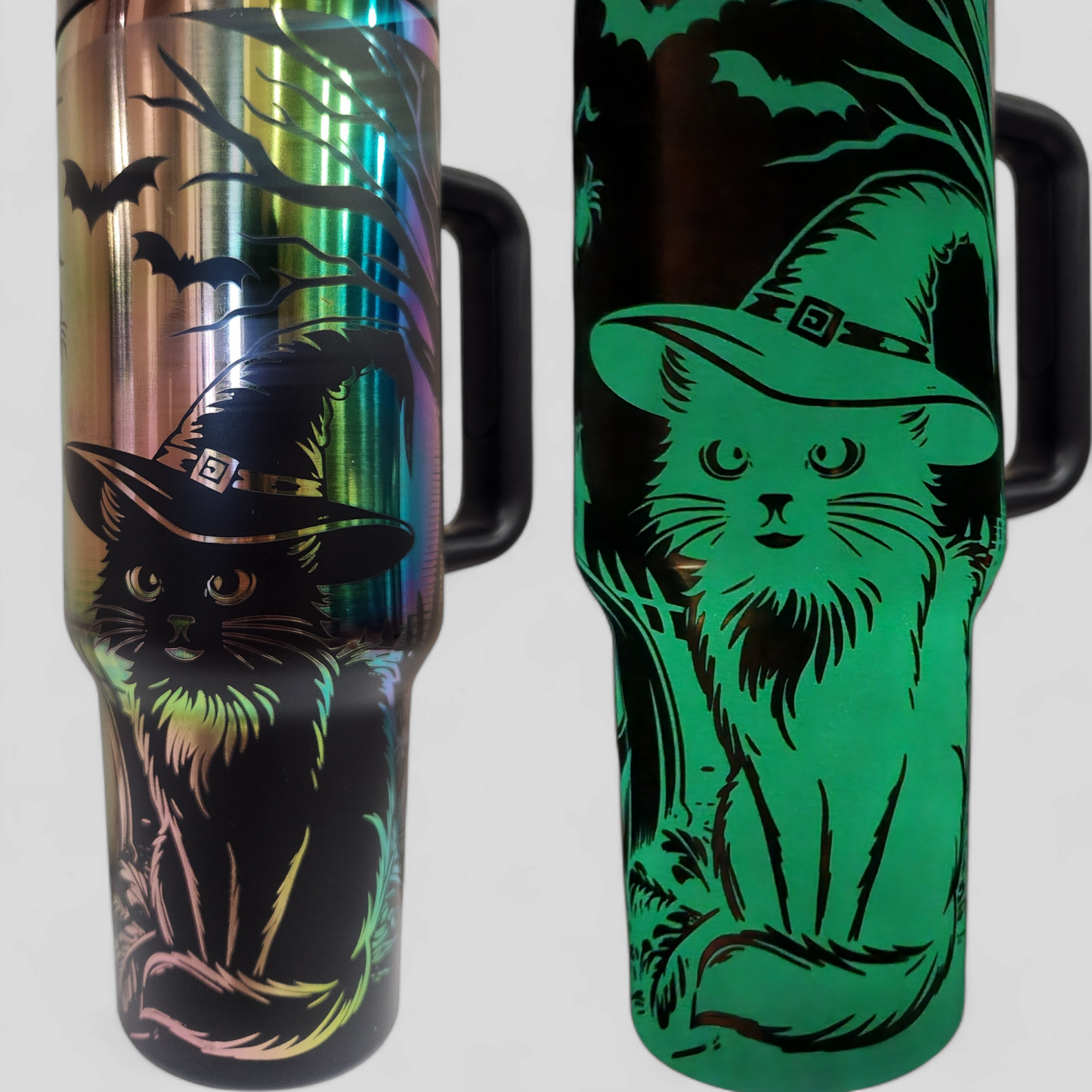 Fall Pumpkins | Black Cat | Glow in the Dark | 40oz Tumbler