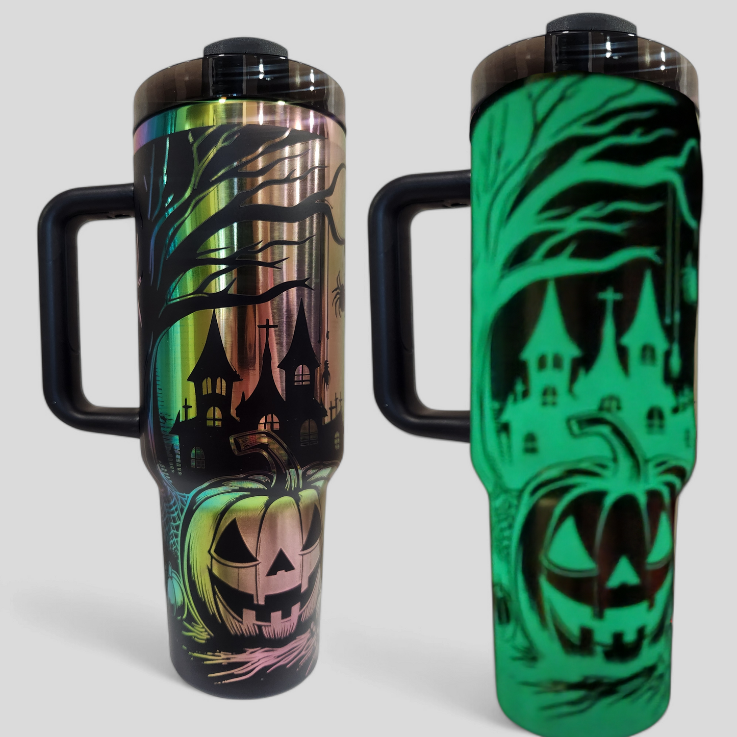 Fall Pumpkins | Black Cat | Glow in the Dark | 40oz Tumbler